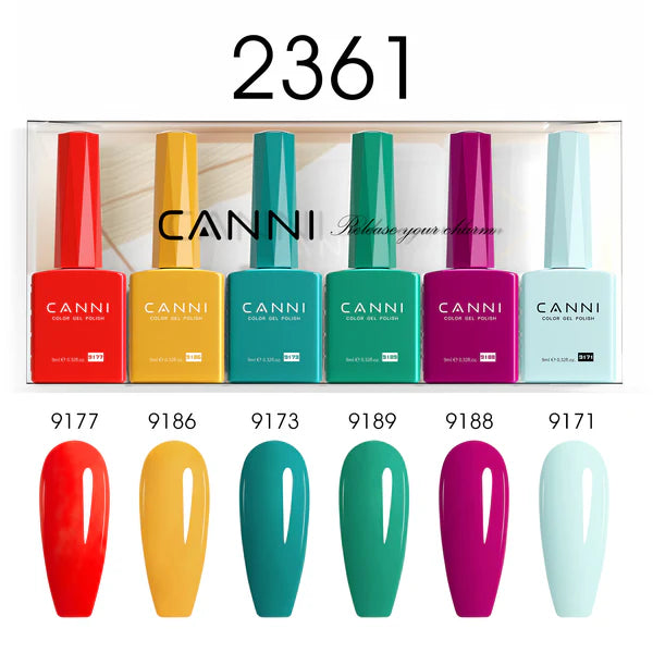 CANNI Hema Free Bundle of 6 Bottles UV LED Nail Gel Polish soak off - 9ml