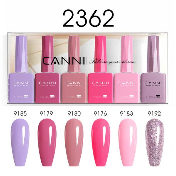 CANNI Hema Free Bundle of 6 Bottles UV LED Nail Gel Polish soak off - 9ml
