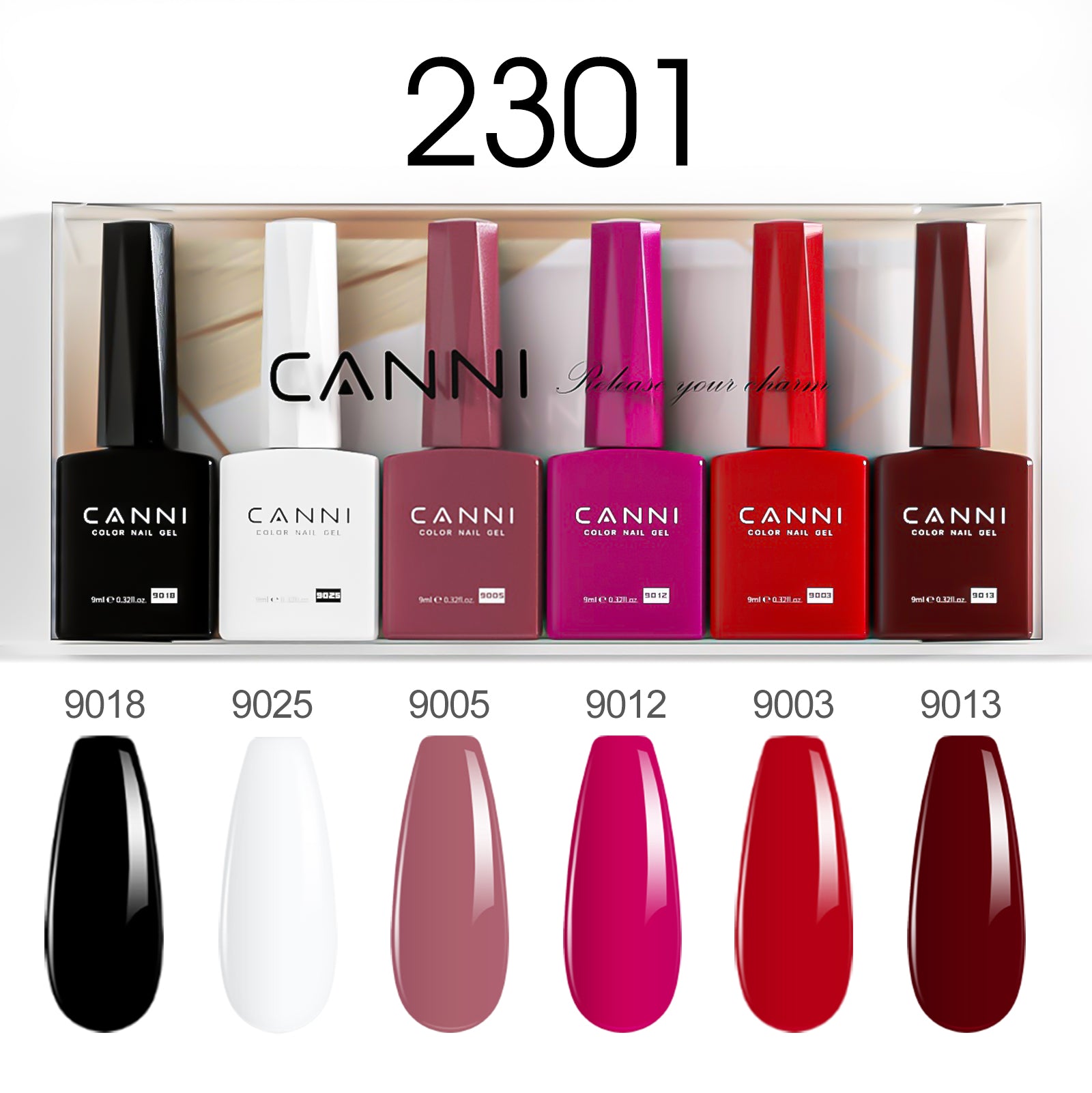 CANNI Hema Free Bundle of 6 Bottles UV LED Nail Gel Polish soak off - 9ml