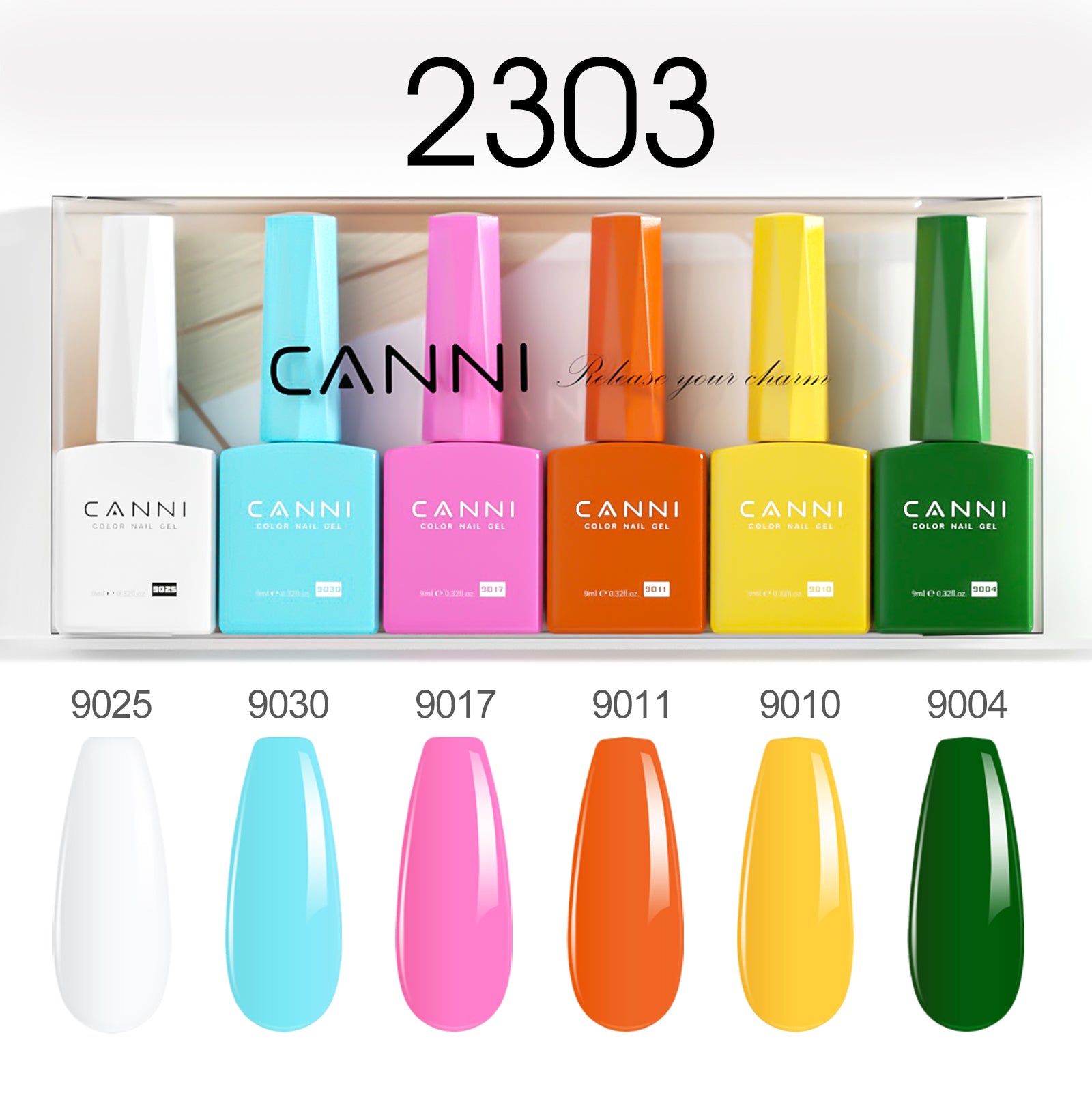 CANNI Hema Free Bundle of 6 Bottles UV LED Nail Gel Polish soak off - 9ml