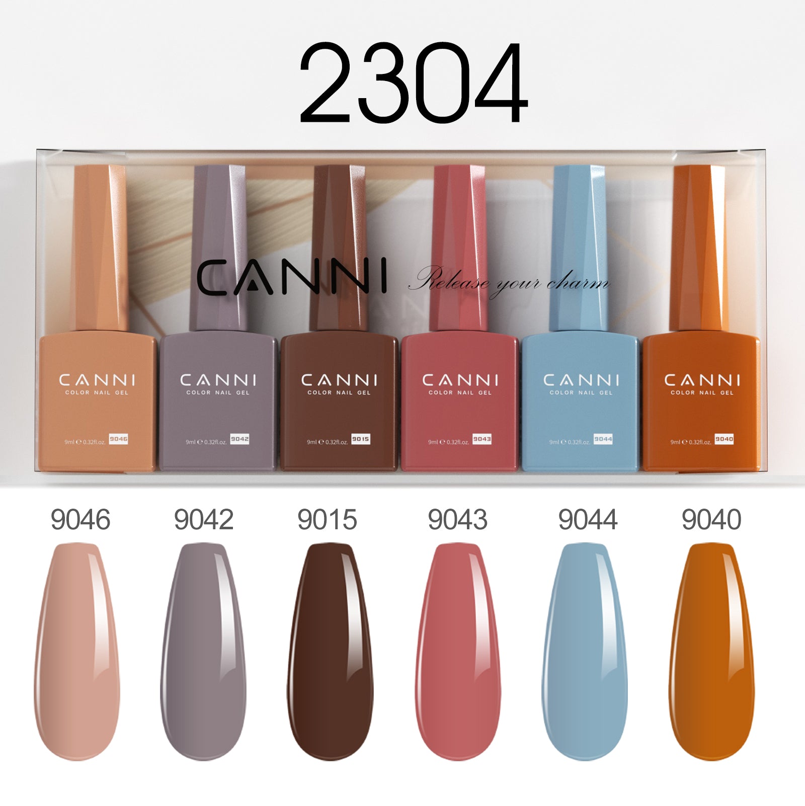 CANNI Hema Free Bundle of 6 Bottles UV LED Nail Gel Polish soak off - 9ml