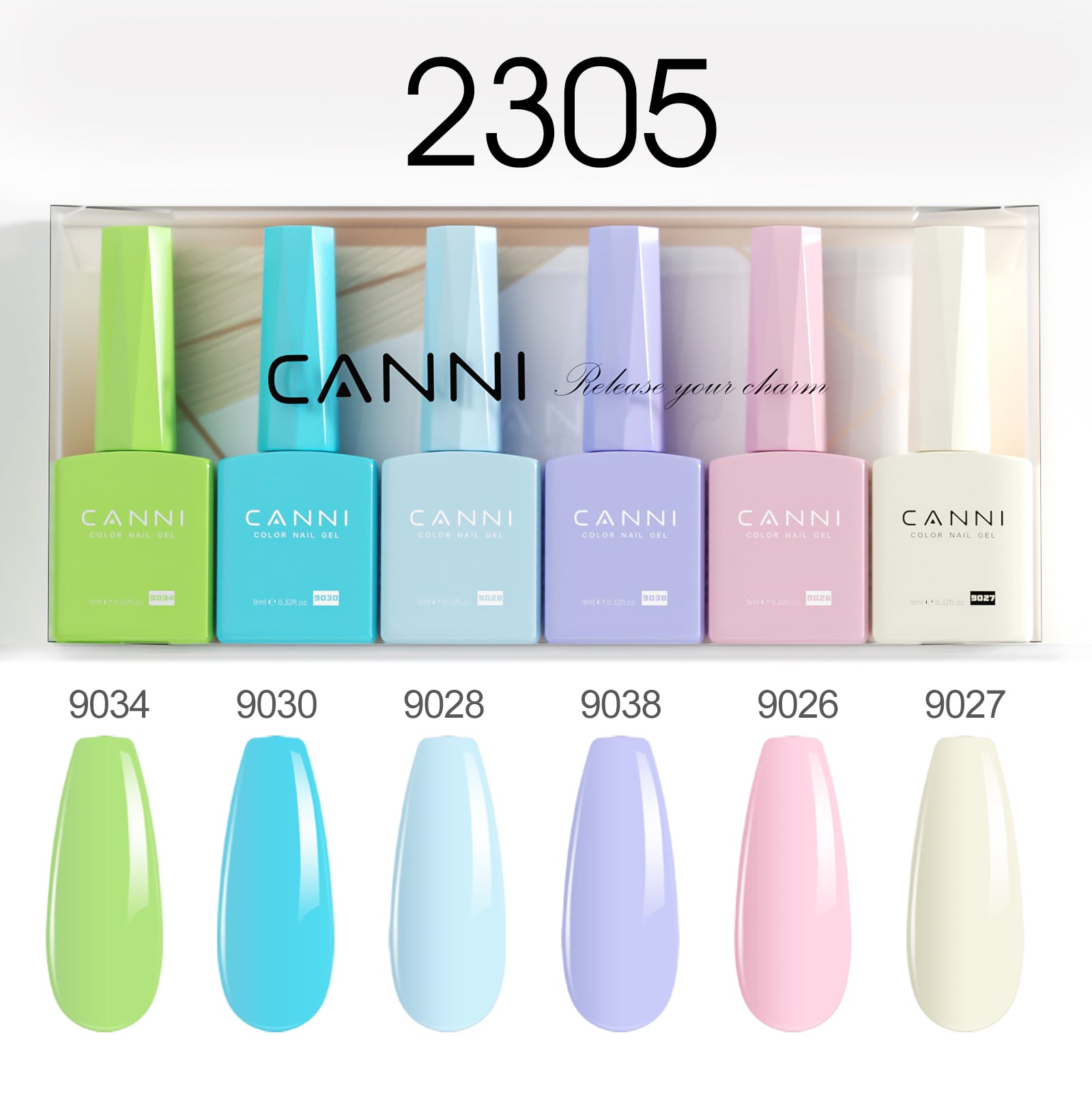 CANNI Hema Free Bundle of 6 Bottles UV LED Nail Gel Polish soak off - 9ml
