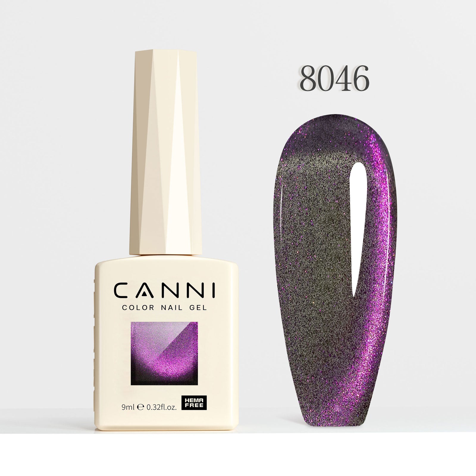 CANNI Hema Free Cat Eye & Glittered Nail Gel Polish Soak Off UV LED Nail Varnish Gel 9ml
