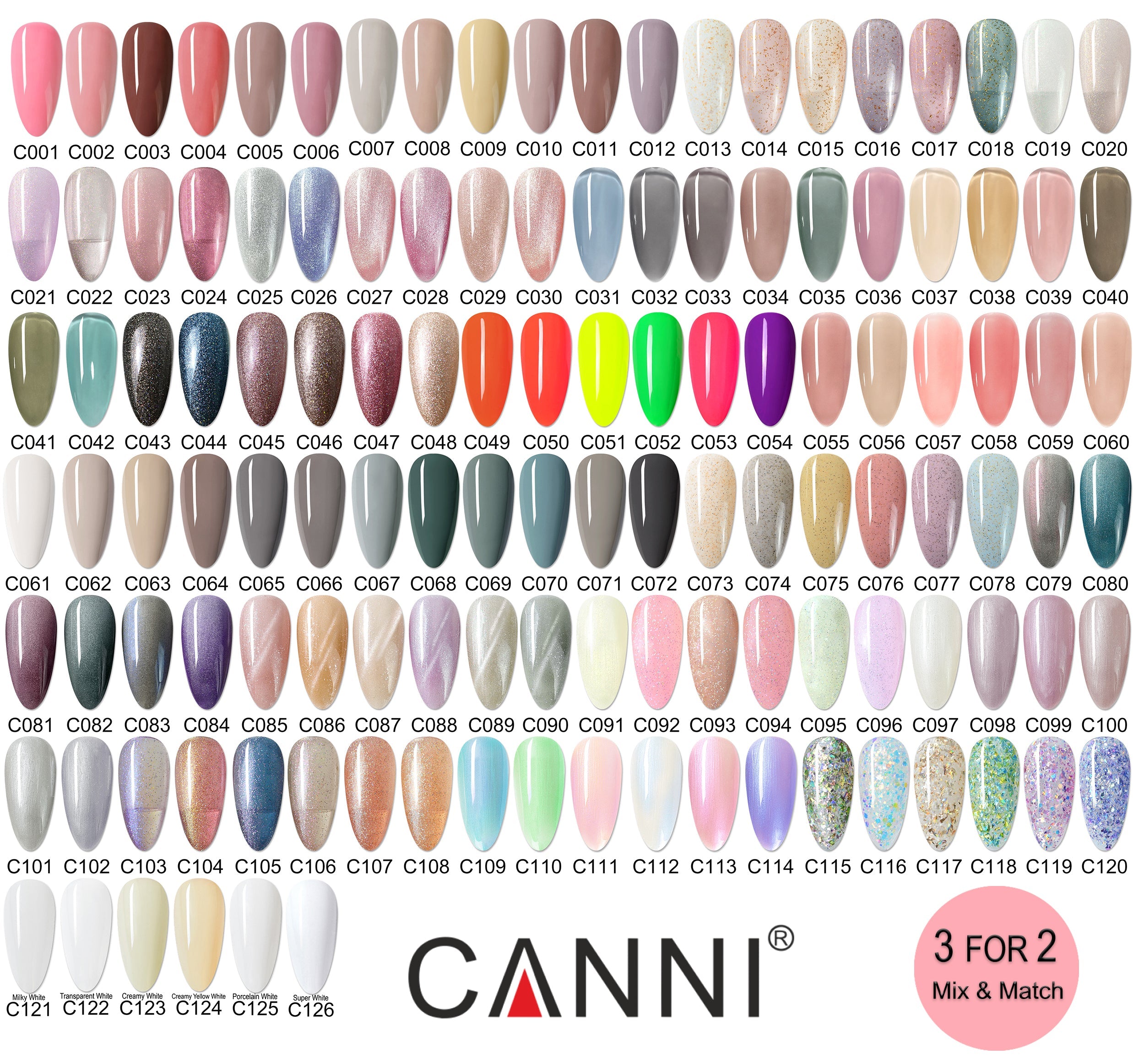 CANNI Luxury Lite UV / LED Nail Gel Varnish - 8ml (Shade C073 - C126)