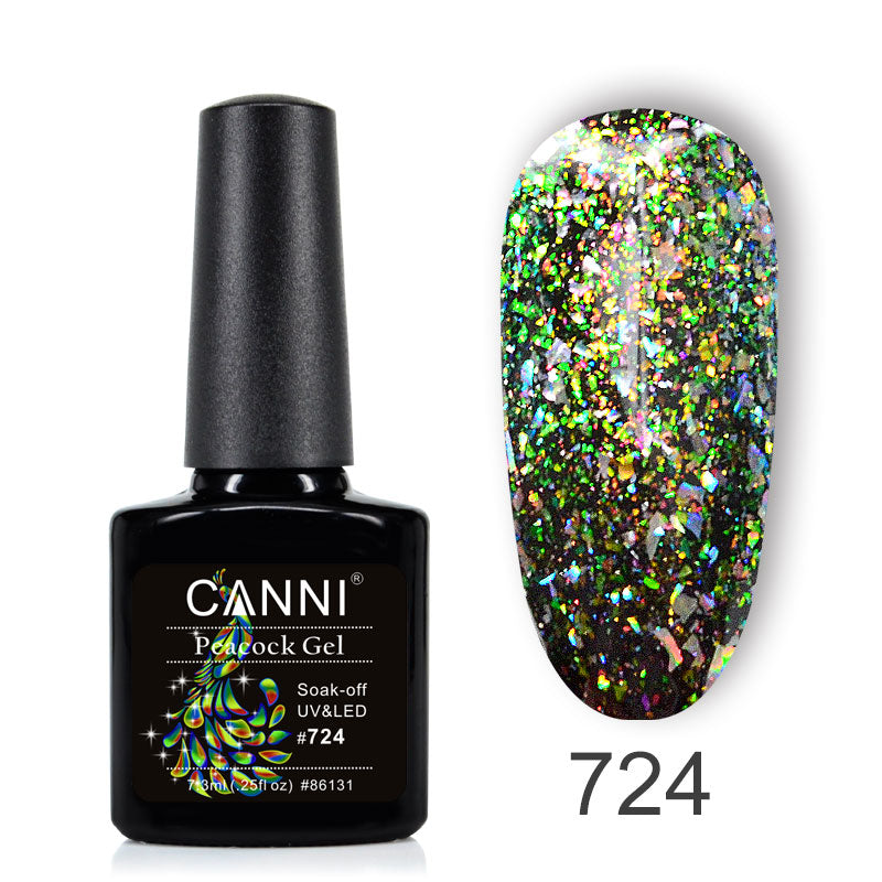 CANNI Peacock Nail Gel Polish Supper Shinning Glitter UV /LED Soak Off Nails Gel