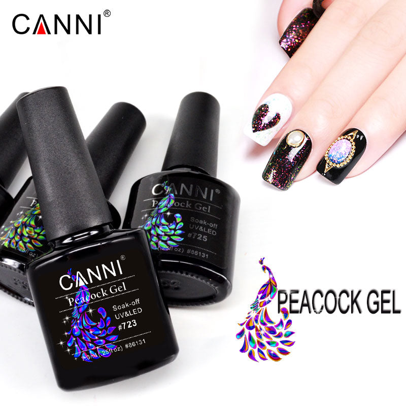 CANNI Peacock Nail Gel Polish Supper Shinning Glitter UV /LED Soak Off Nails Gel