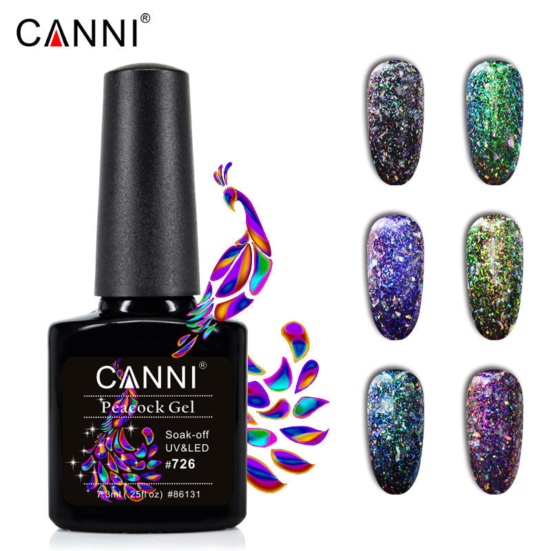 CANNI Peacock Nail Gel Polish Supper Shinning Glitter UV /LED Soak Off Nails Gel