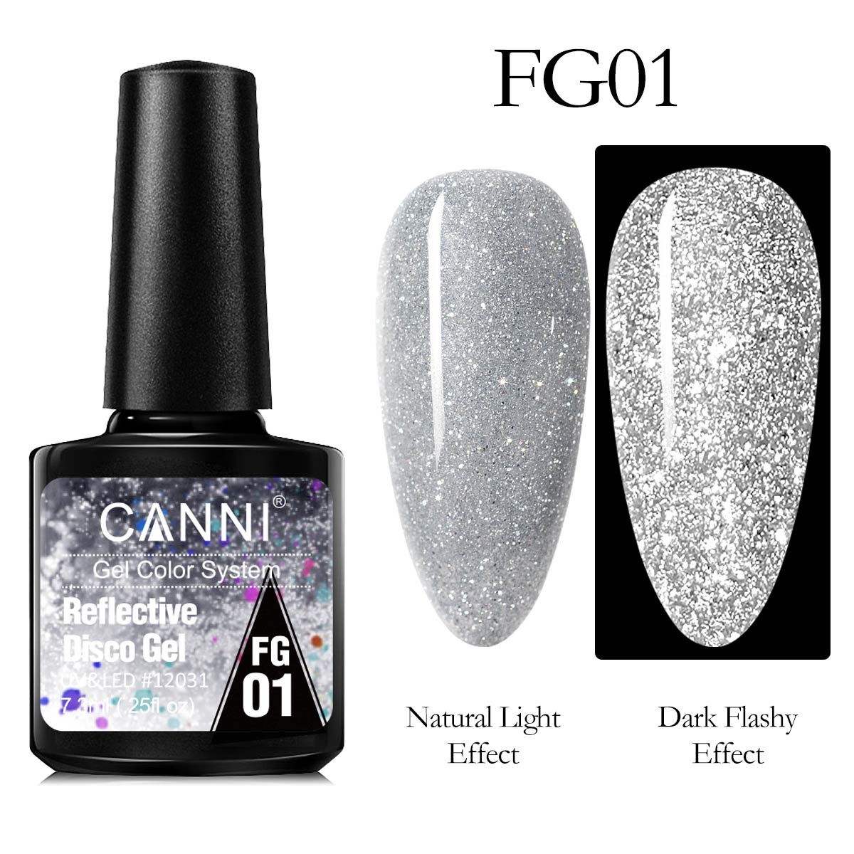 CANNI® Reflective Disco Gel Sparkle Soak Off UV LED Super Bright Nail Gel Polish