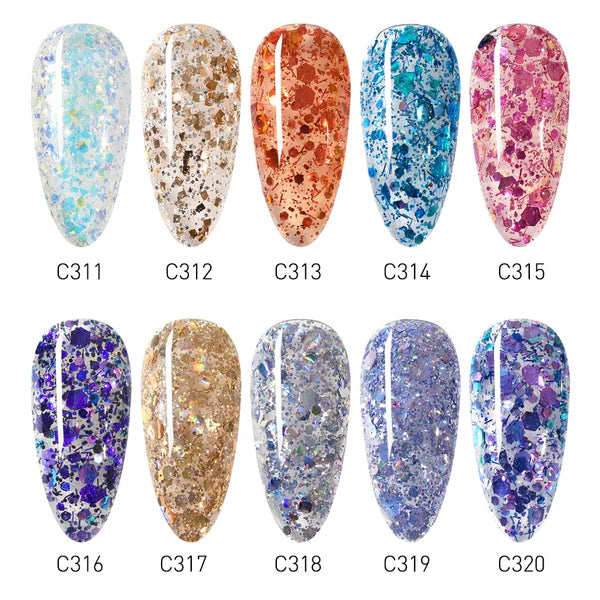 CANNI® Shimmer Bright Sequin Series Nail Gel Polish Varnish Soak Off UV LED - 8ML