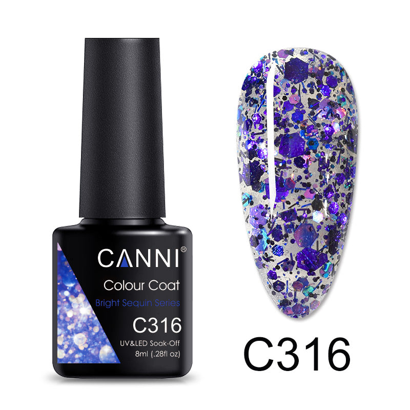 CANNI® Shimmer Bright Sequin Series Nail Gel Polish Varnish Soak Off UV LED - 8ML