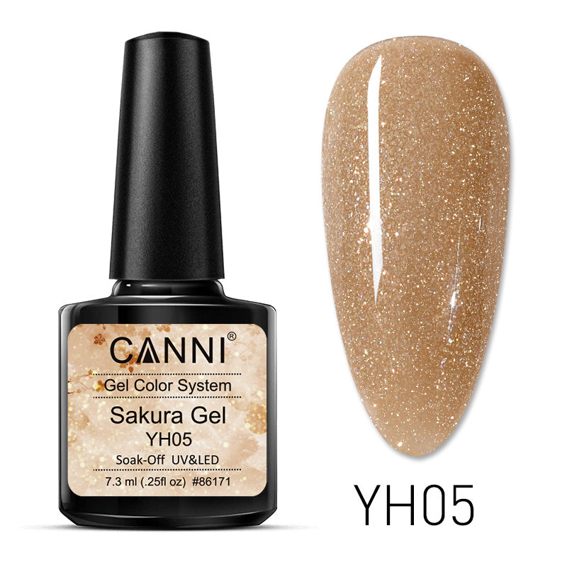 CANNI Soak Off UV / LED Sakura Glittered Nail Gel Series