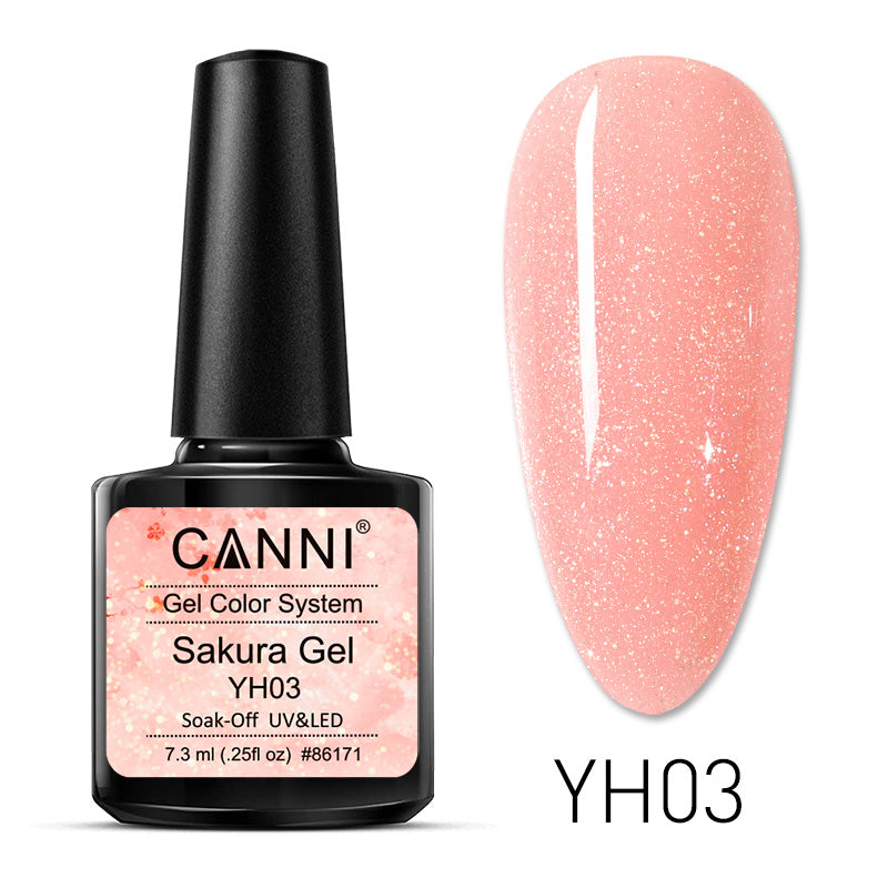 CANNI Soak Off UV / LED Sakura Glittered Nail Gel Series