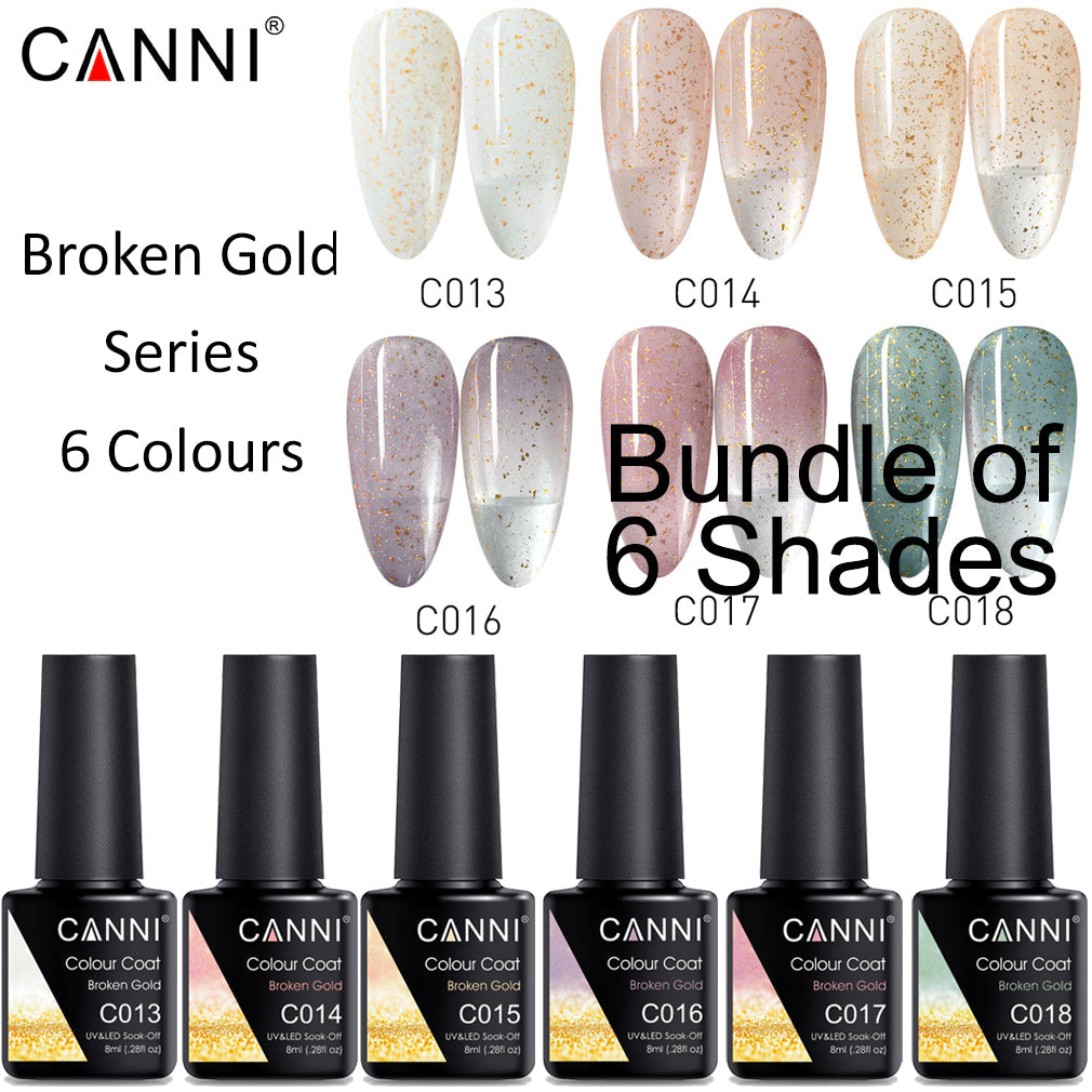 CANNI UV / LED Nail Gel Bundle of 6 bottles - Broken Gold Series