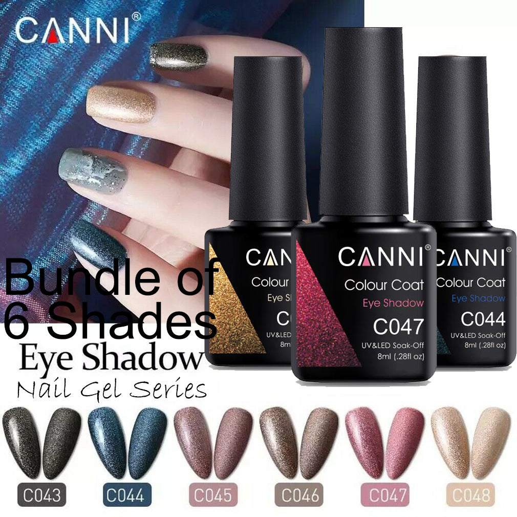 CANNI UV/LED Nail Gel Bundle of 6 bottles - Eye Shadow Series for metallic nails