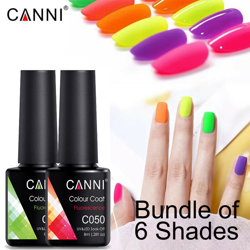 CANNI UV/LED Nail Gel Bundle of 6 bottles - Fluorescence Series for neon nails