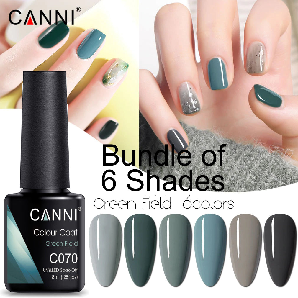 CANNI UV/LED Nail Gel Bundle of 6 bottles - Green Field Series for earthy manicures
