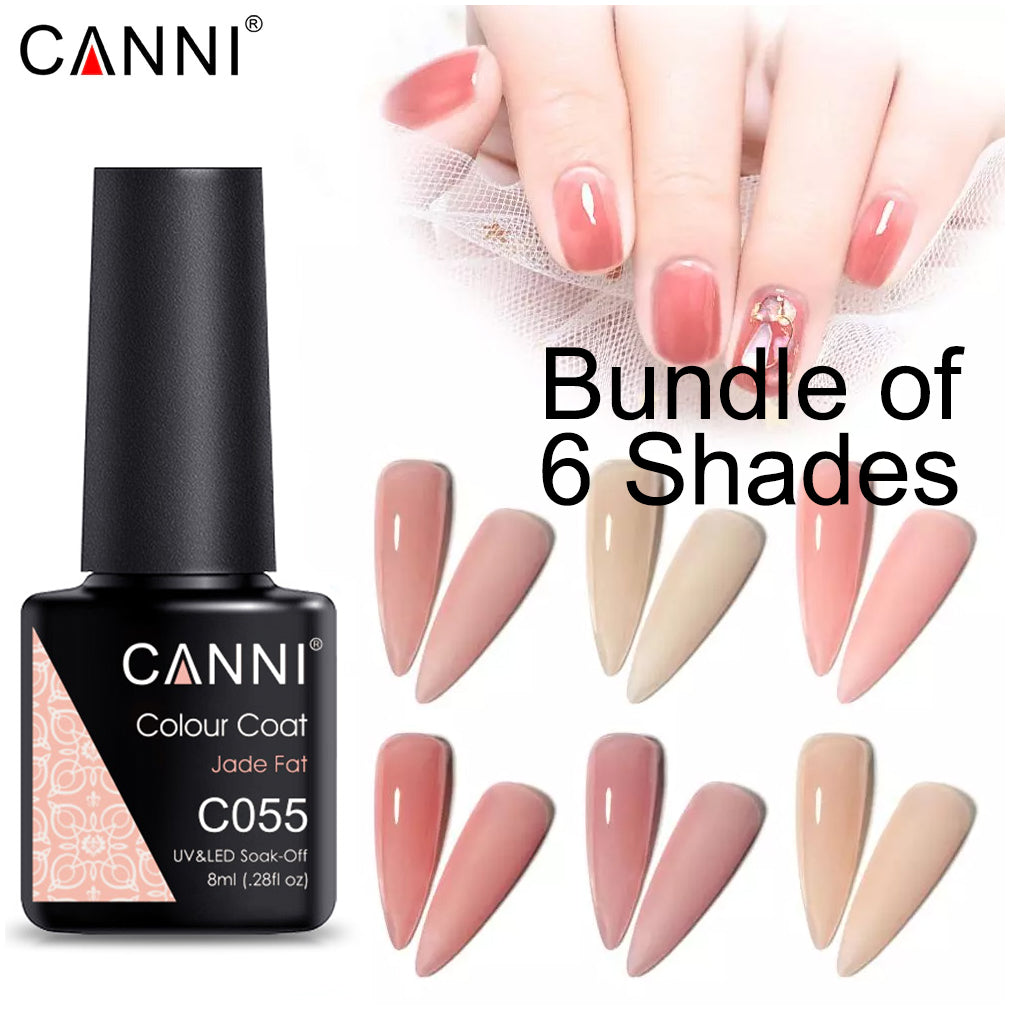 CANNI UV / LED Nail Gel Bundle of 6 bottles - Jade Fat Series