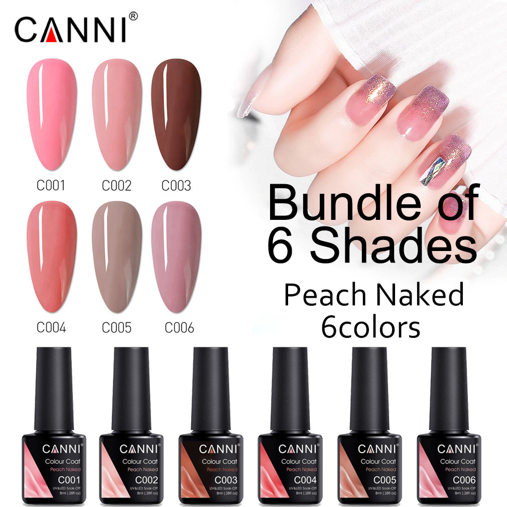 CANNI UV / LED Nail Gel Bundle of 6 bottles - Peach Naked Series