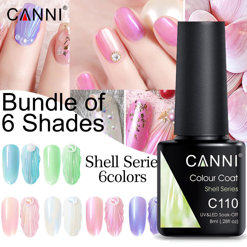CANNI UV/LED Nail Gel Bundle of 6 bottles - Shell Series for pearlescent nails