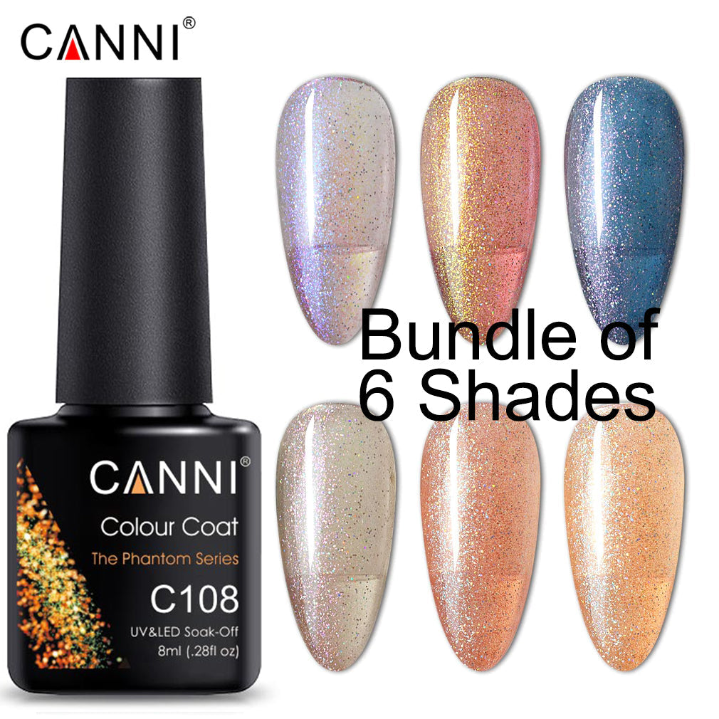 CANNI UV/LED Nail Gel Bundle of 6 bottles - The Phantom Series for dramatic manicures