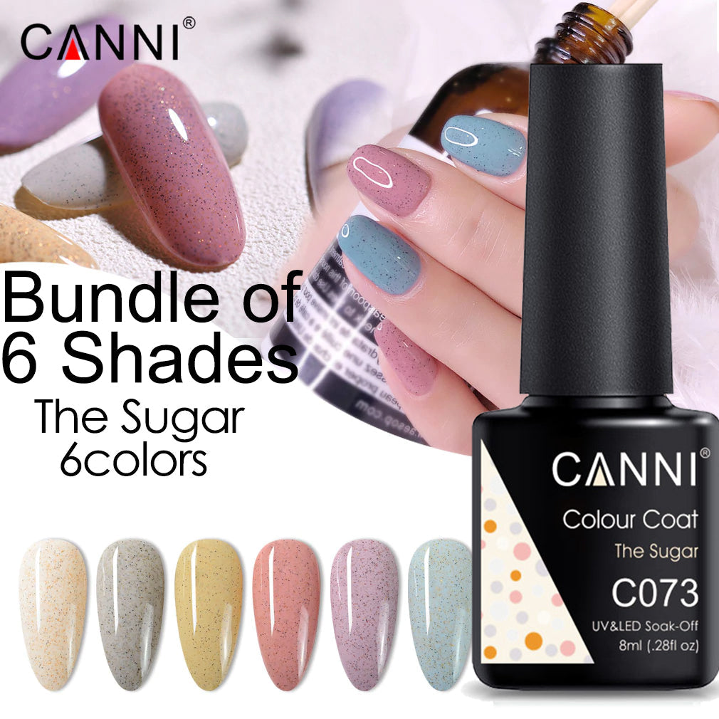 CANNI UV/LED Nail Gel Bundle of 6 bottles - The Sugar Series for pastel manicures