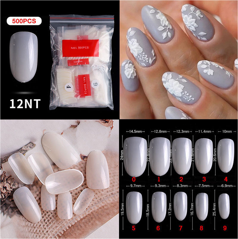 CANNI 500 Pieces Almond False Fake Nail Tips