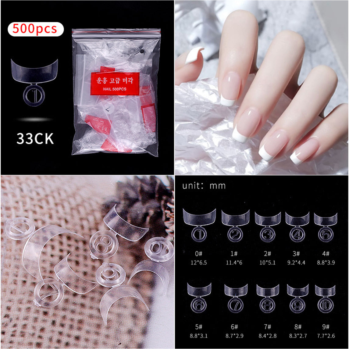 CANNI 500 Pieces French Scallop False Fake Nail Tips