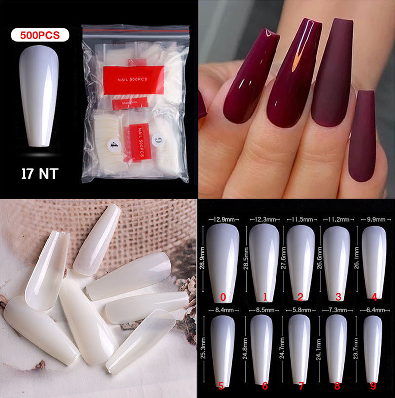 CANNI 500 Pieces Long Coffin False Fake Nail Tips