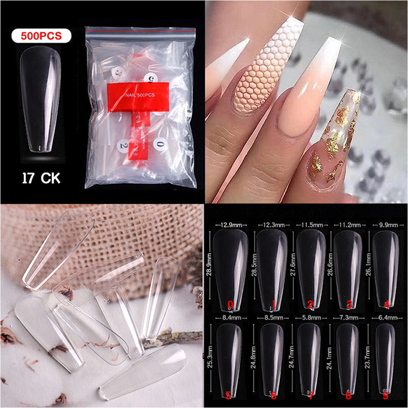 CANNI 500 Pieces Long Coffin False Fake Nail Tips