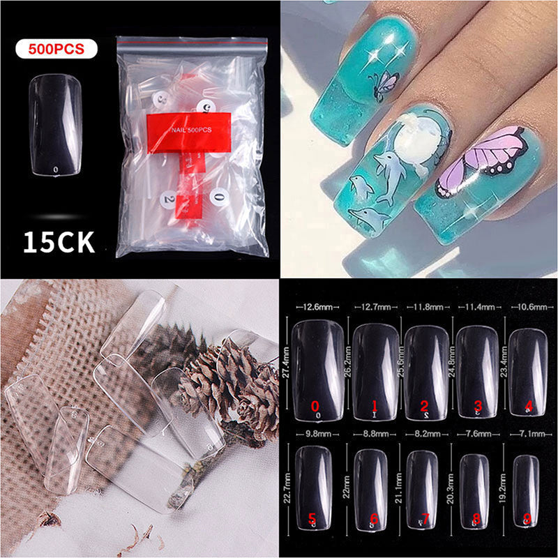 CANNI 500 Pieces Long Square False Nail Tips for Bold Manicures
