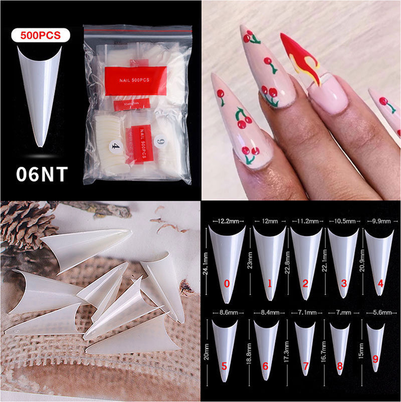 CANNI 500 Pieces Pointed False Fake Nail Tips