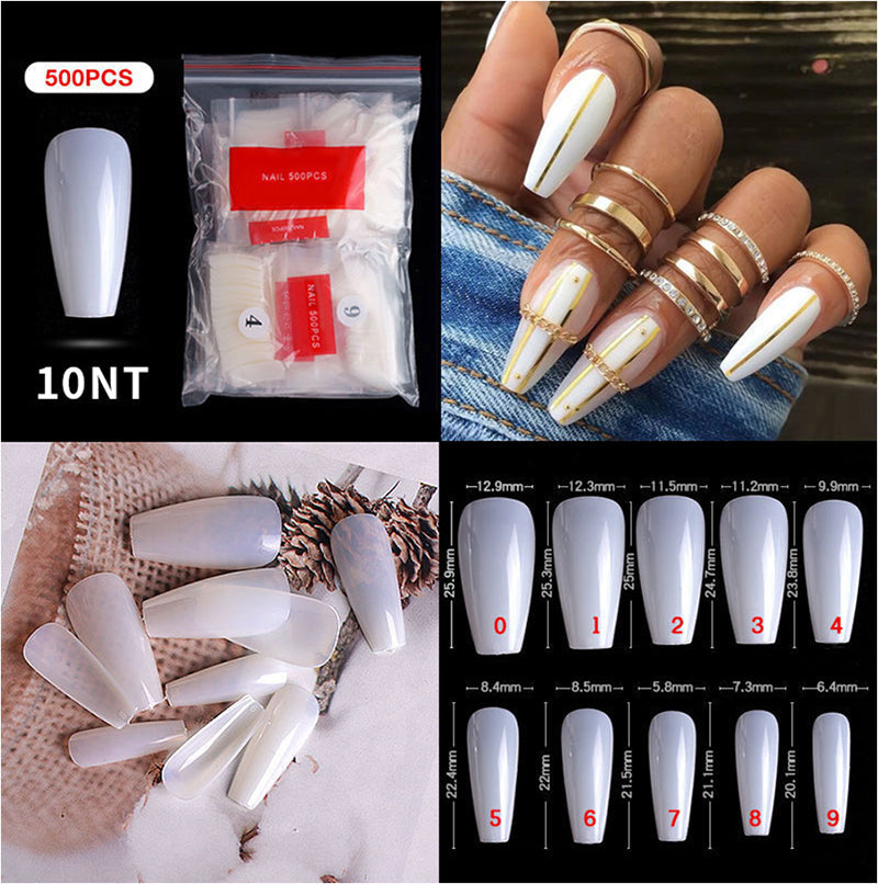 CANNI 500 Pieces Short Ballerina False Fake Nail Tips