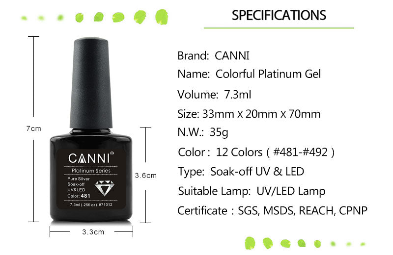 CANNI Platinum Gel Polish UV LED Nail Art Starry Glitter Diamond Effect