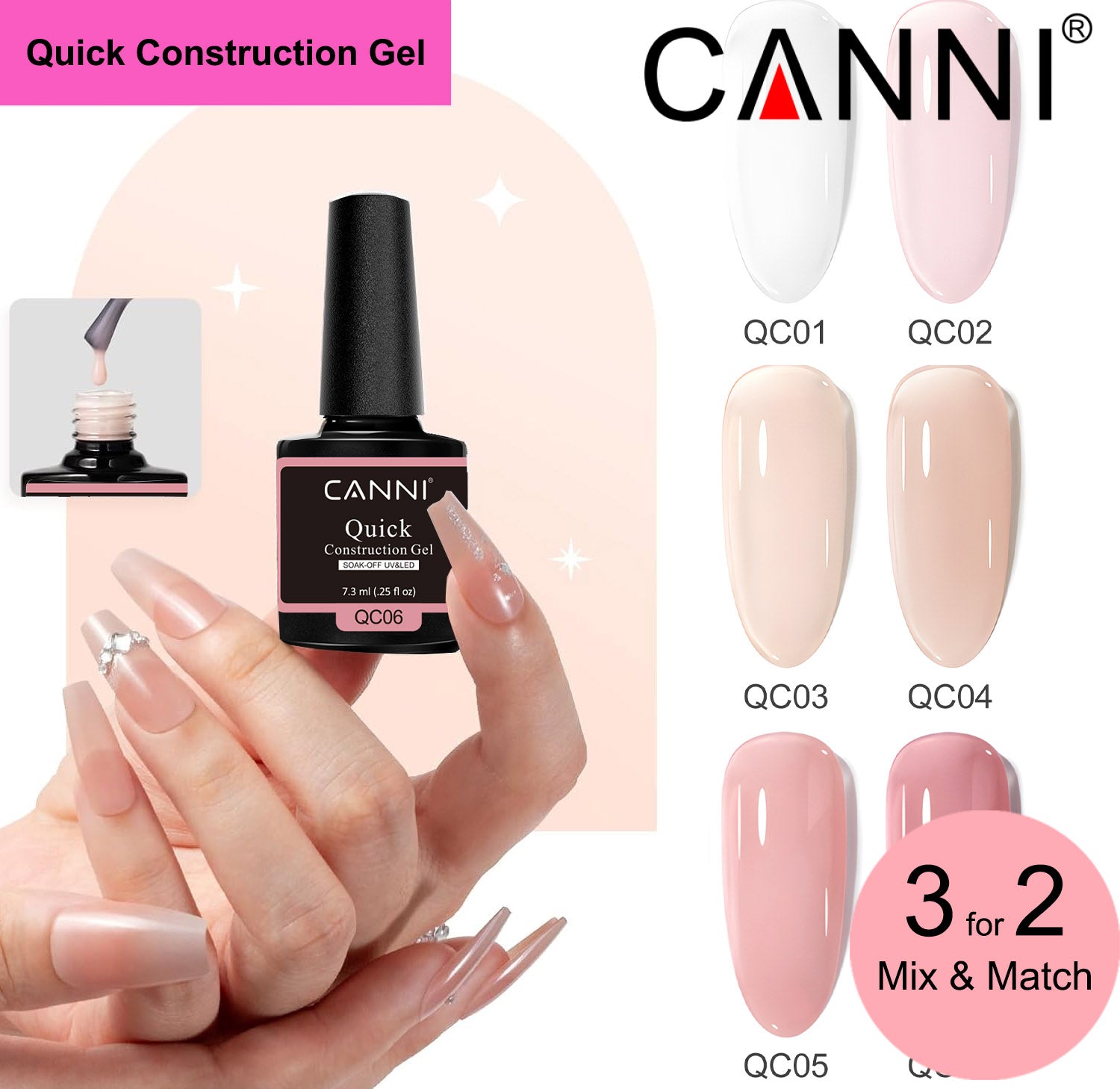 CANNI Quick Construction Gel Nail Polish UV LED Builder Extension Gel