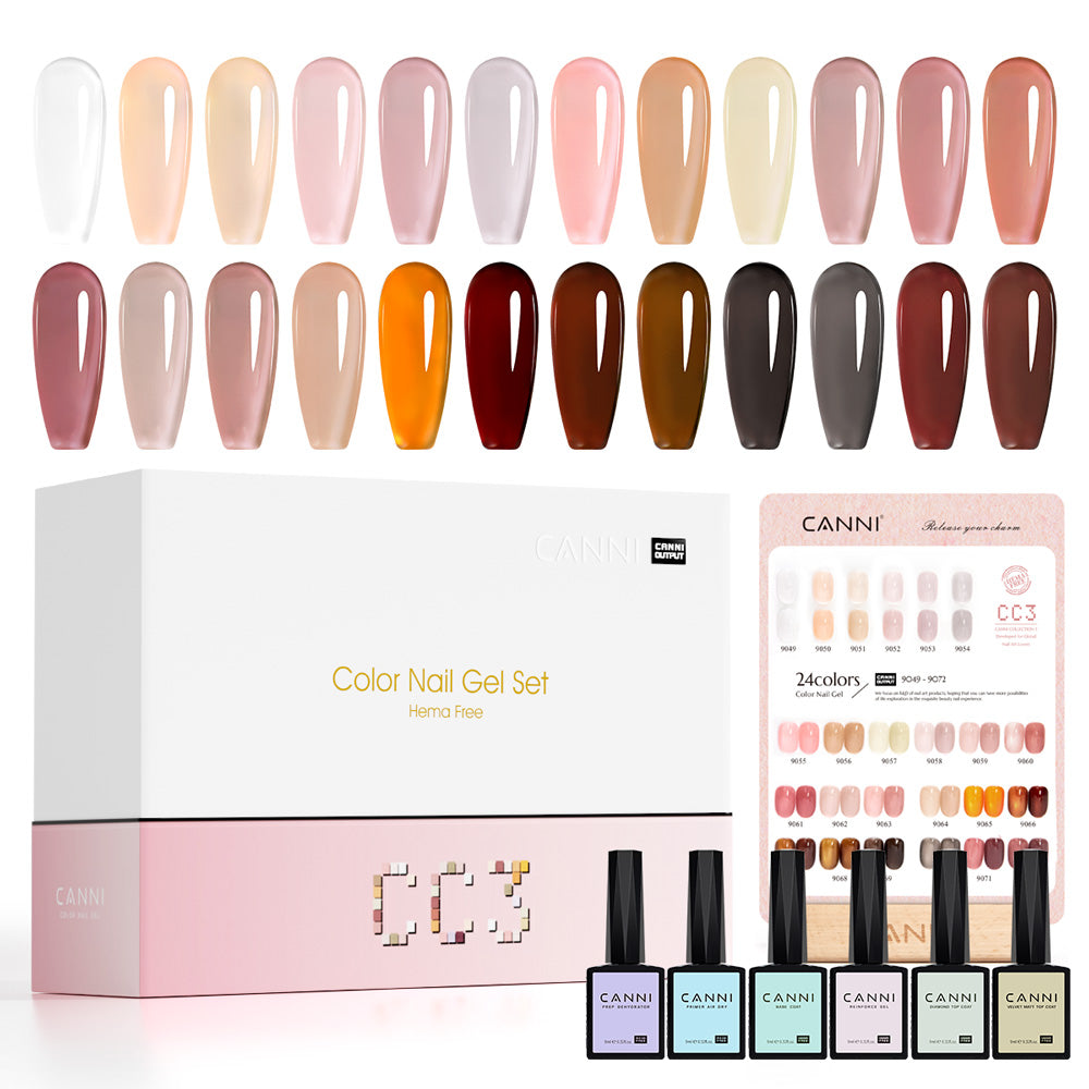 CANNI HEMA FREE 30pcs Nail Gel Polish Kit - CC3 (Translucent Series)