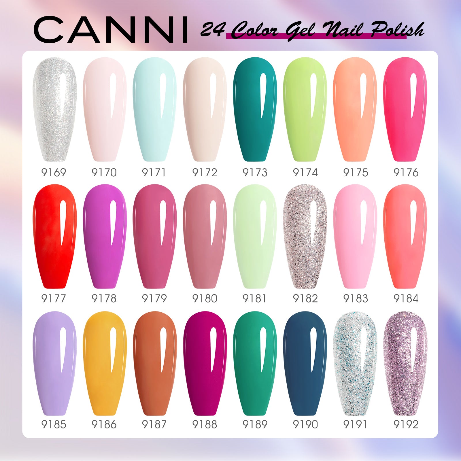 CANNI® Hema Free 9ml Nail Gel Polish Soak Off UV LED - 9169-9192