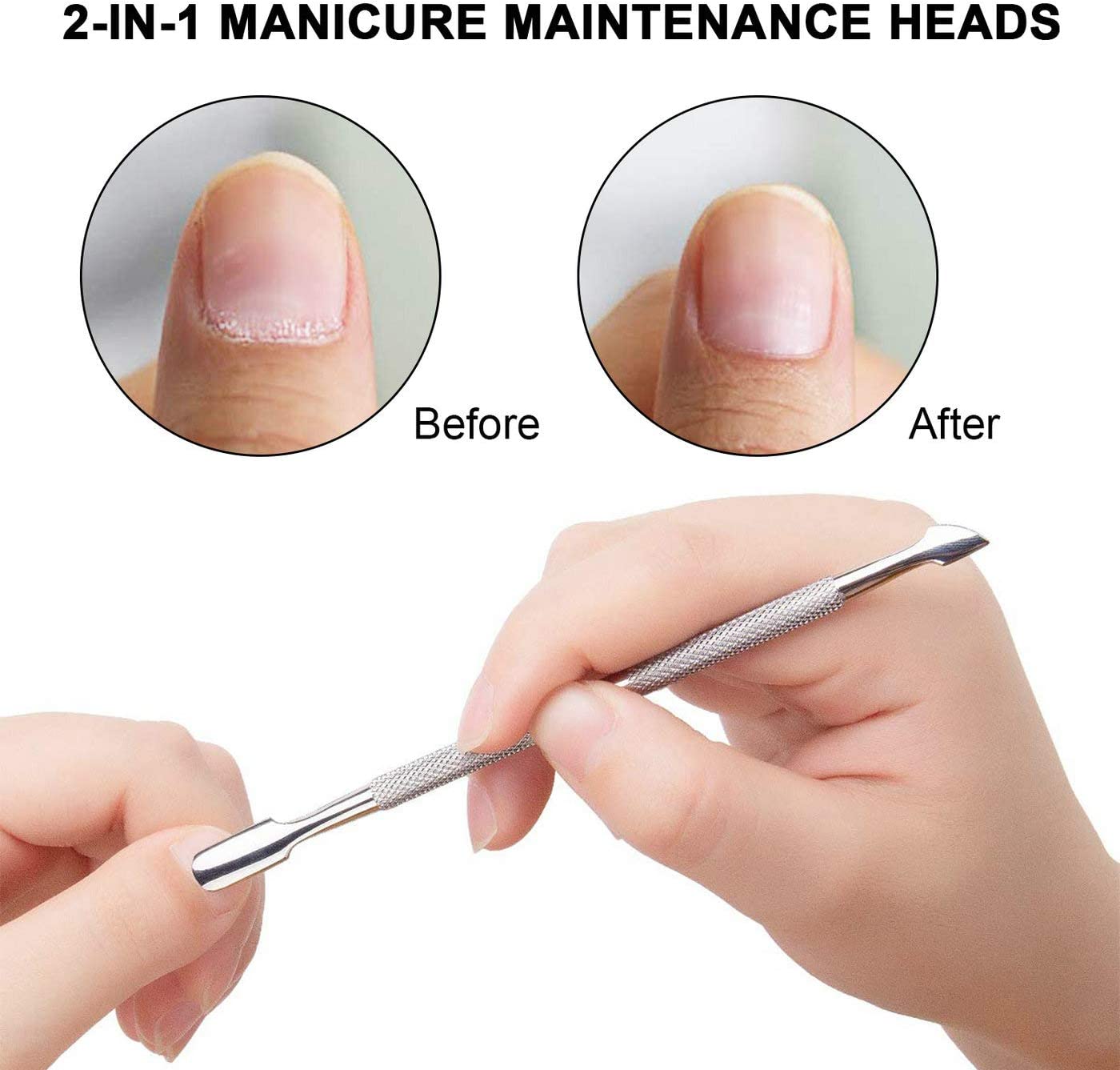 Dual Head Cuticle Pusher UV Nail Gel Polish Soak Off Remover Tool Nail Art Cuticle Trimmer