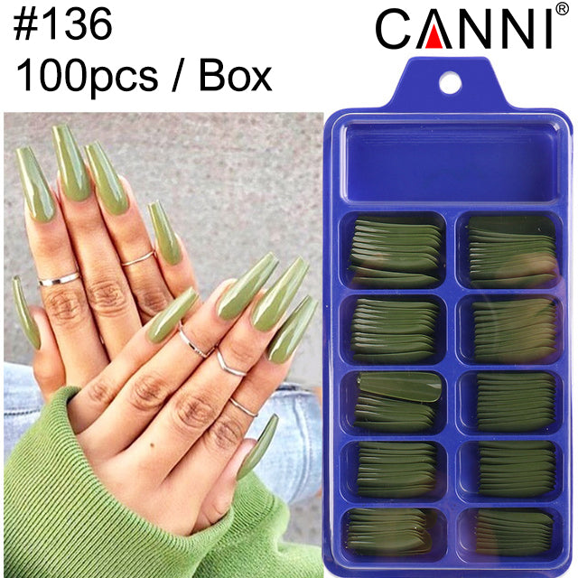 CANNI 100pcs Long Coffin False Full Cover #136