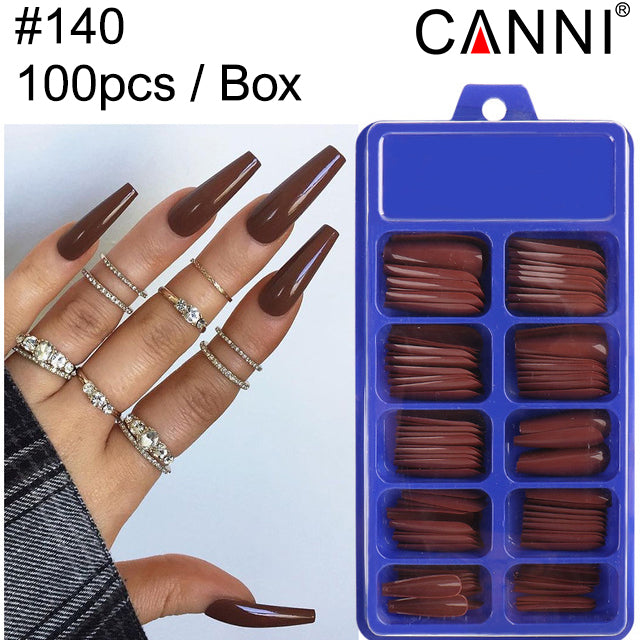 CANNI 100pcs Long Coffin False Full Cover #140