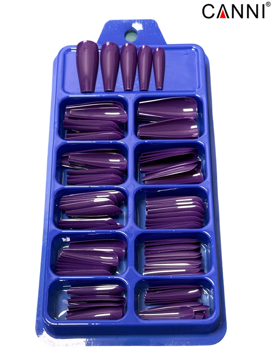 CANNI 100pcs Long Coffin False Full Cover Fake Nail Extension Acrylic Nail Tips