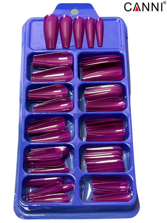 CANNI 100pcs Long Coffin False Full Cover Fake Nail Extension Acrylic Nail Tips