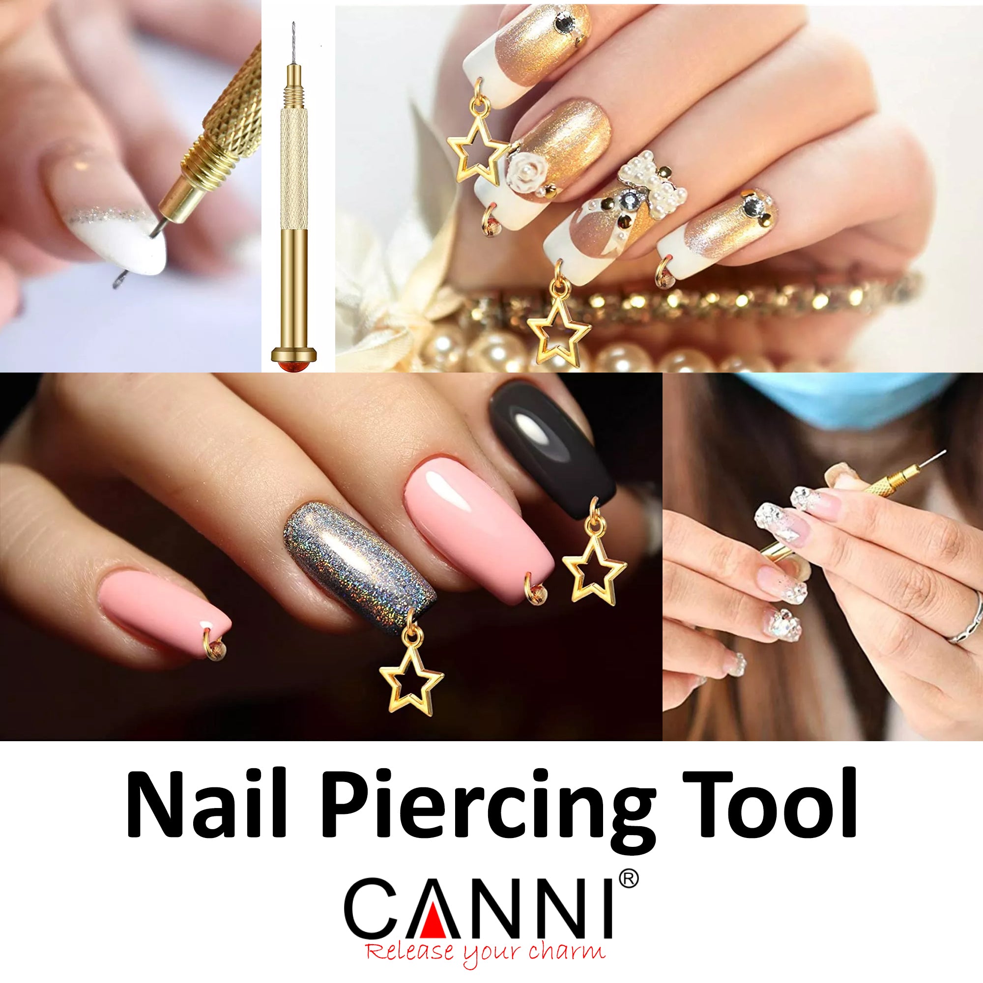 Nail Piercing Jewellery Charms Tool Hand Drill Hole Maker Dotting Pen