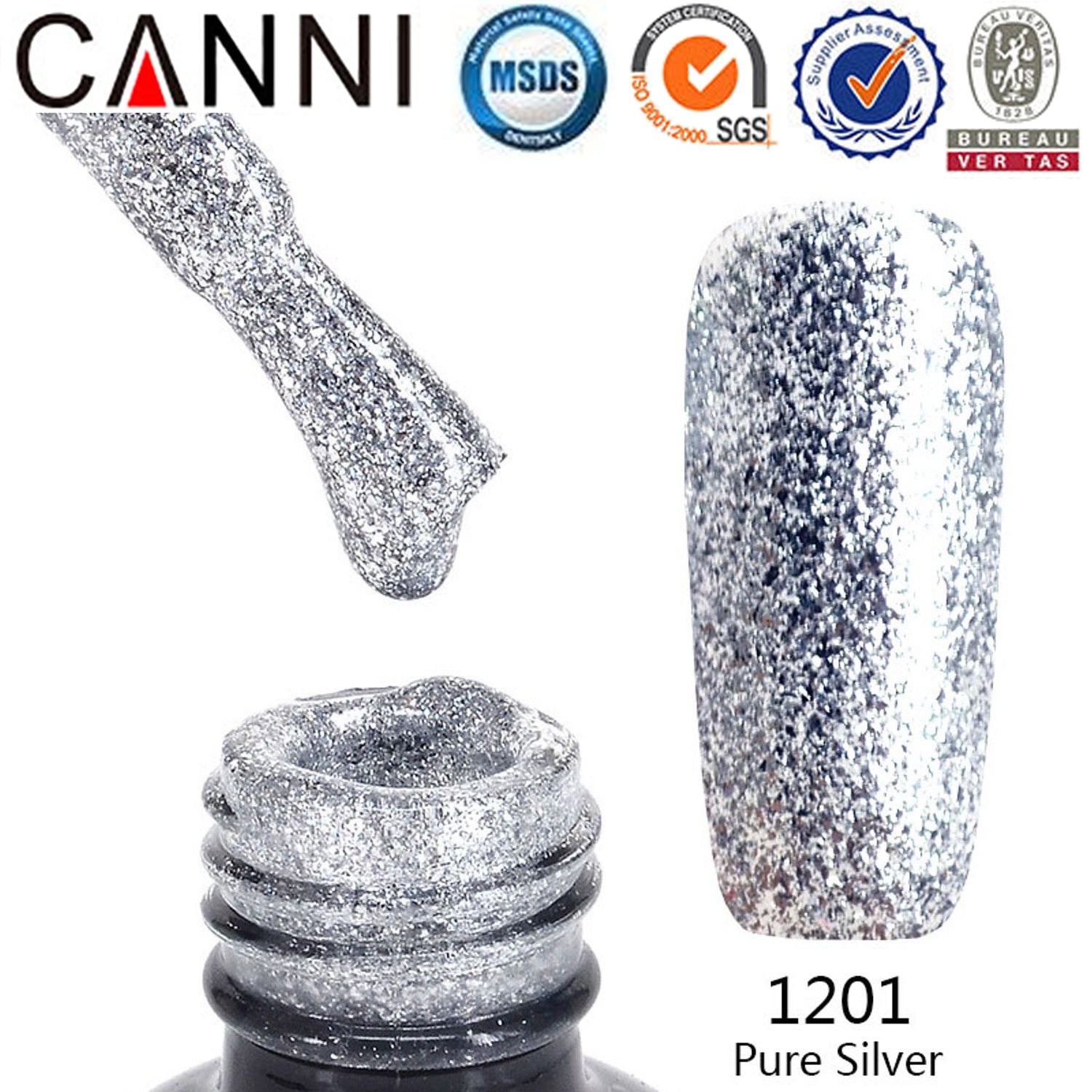 Platinum Gel Polish UV LED CANNI Nail Art Mirror Starry Glitter Effect