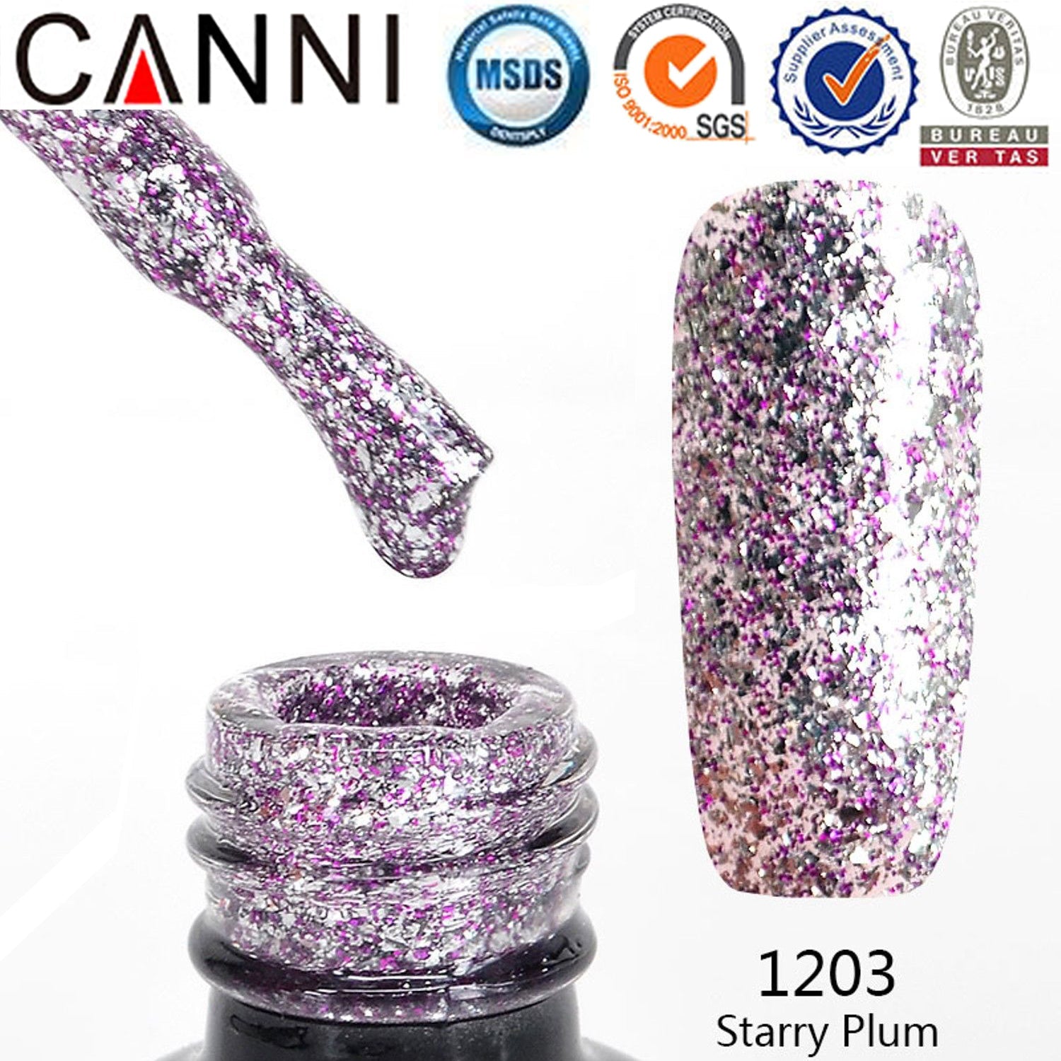 Platinum Gel Polish UV LED CANNI Nail Art Mirror Starry Glitter Effect