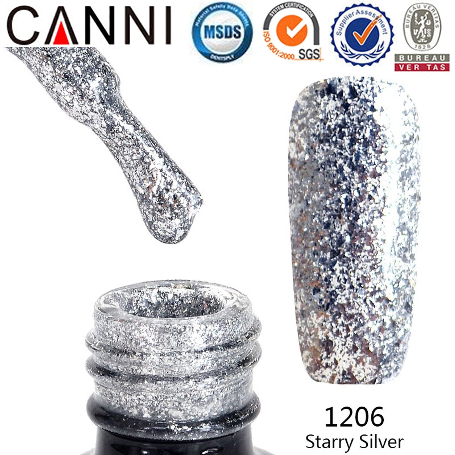 Platinum Gel Polish UV LED CANNI Nail Art Mirror Starry Glitter Effect