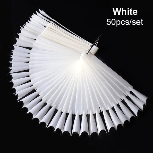 White / Clear Nail Practicing Tips - Nail Colour Swatches - 50 Pcs