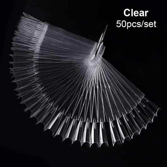 White / Clear Nail Practicing Tips - Nail Colour Swatches - 50 Pcs