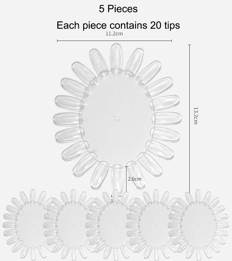 Nail Practicing Tips - Nail Colour Swatches - 5 Plates (100 Tips)