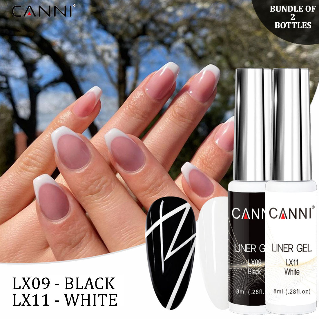 CANNI UV Liner Gel Nail Art Polish – 8ml | Bundle 07 | 2 Bottles