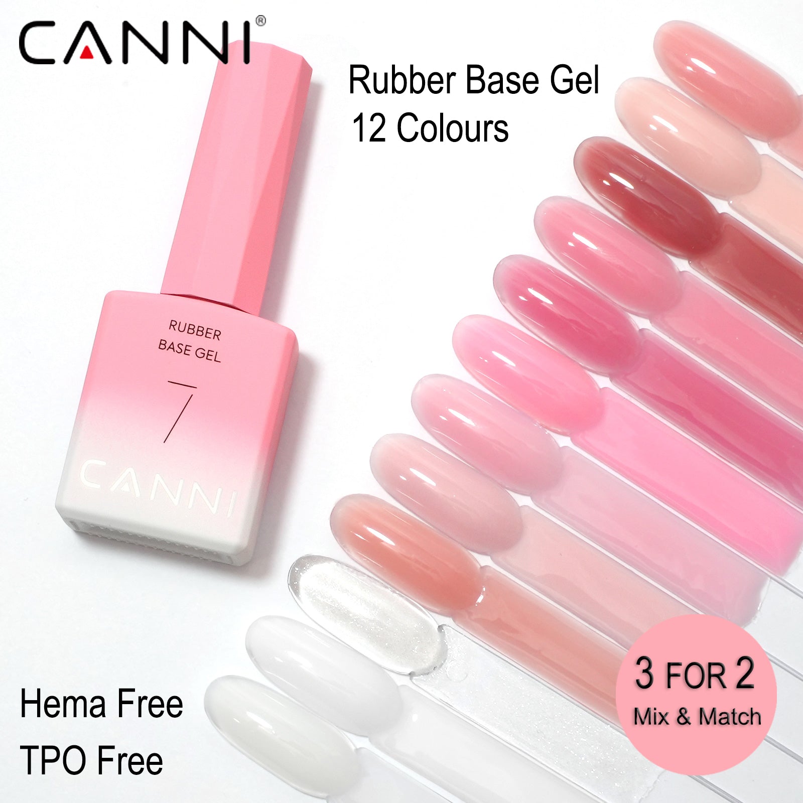 CANNI Colourful Rubber Base Gel - 9ml